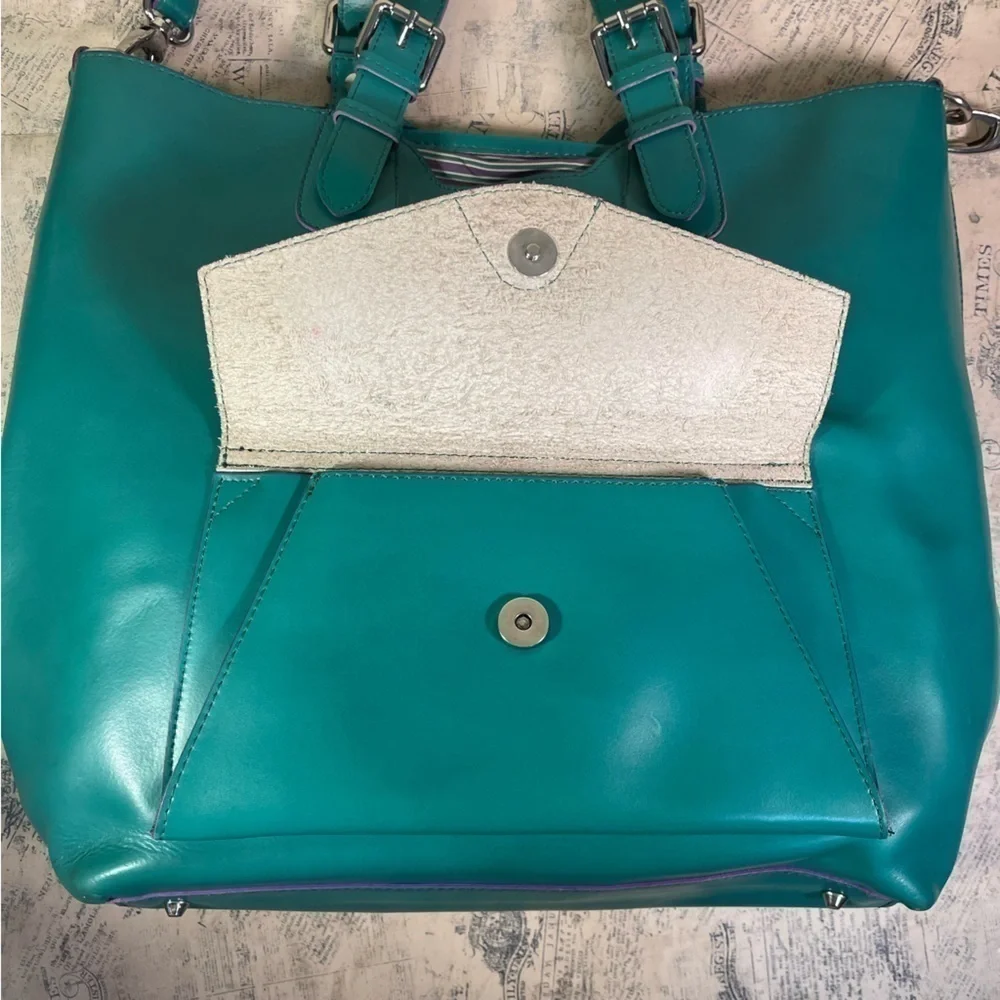 Nardelli Made in Italy Green Leather Large Tote Shoulder Work Bag